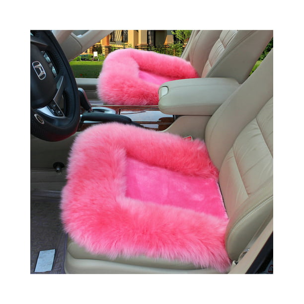 Pale Mauve Universal Wool Soft Warm Fuzzy Auto Car Seat Covers Front Rear Cover Car Cushion Chair Pad 
